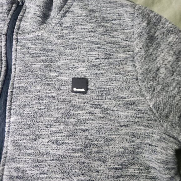 Bench Fleece Lined Jacket Men's Size LG Blazer Hooded Full Zip Grey with Pockets - Picture 4 of 8